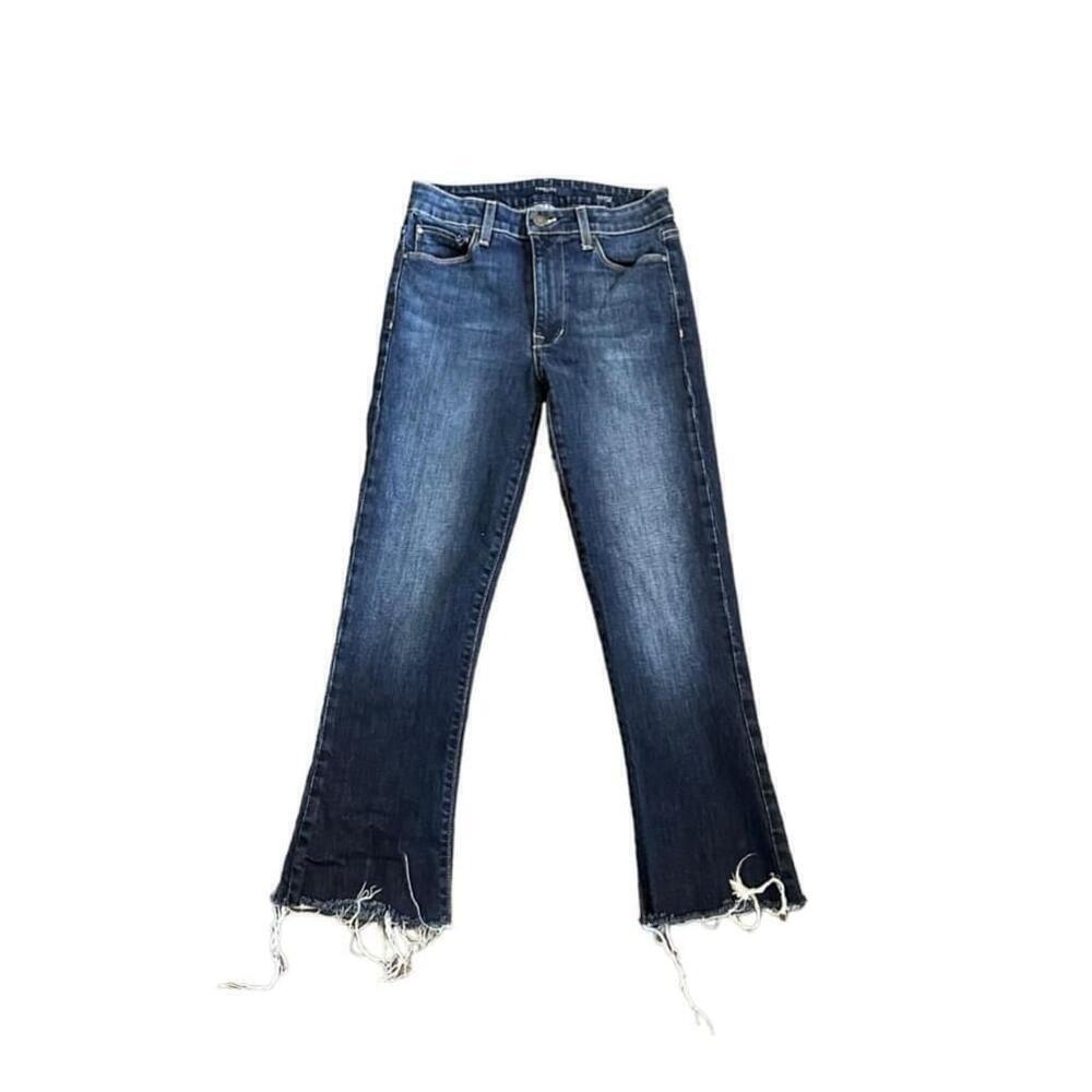 Fidelity Denim Women’s Juniper Cropped Flare Raw Hem Seahorse Dark Wash Sz 24‌‌‌ - Picture 2 of 14